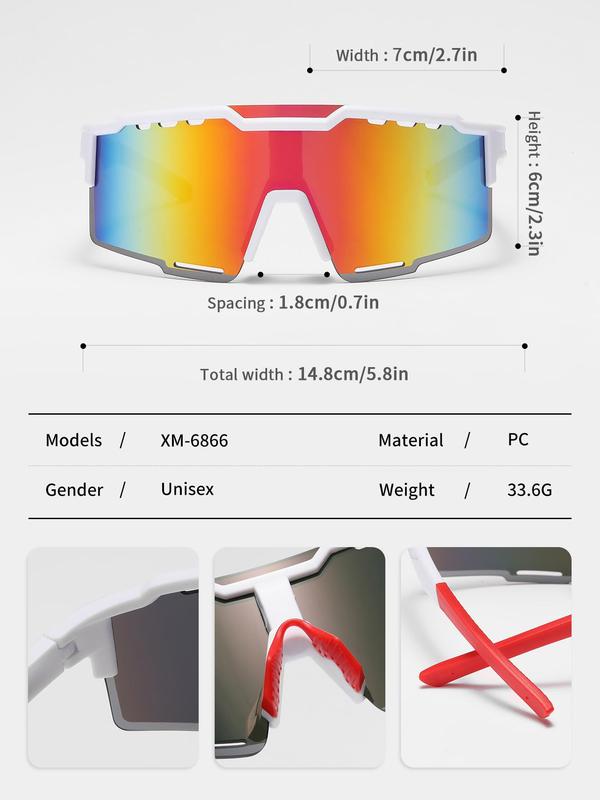 Outdoor Cycling Glasses, Colorblock Windproof Sports Sunglasses, UV Protection Cycling Eyewear for Men & Women, Sports Eyewear