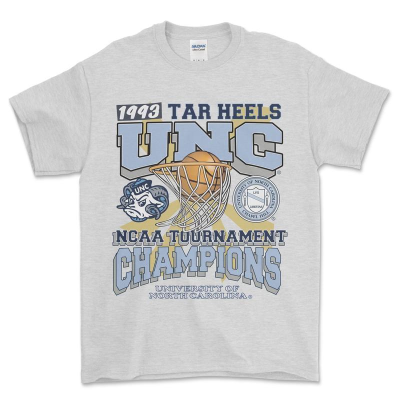 University of North Carolina Tournament Champs NCAA Graphic T-Shirt, Vintage Sports Shirt for Men, Classic College Sports Apparel, Essential Summer Fan Gear,  Ideal for Fans of Historic Wins