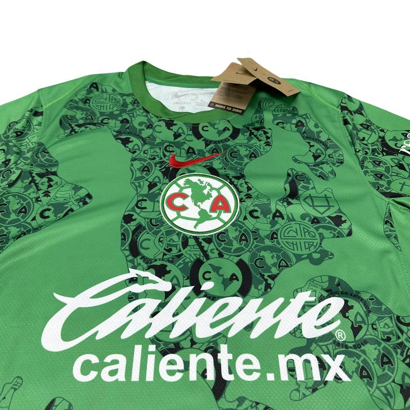 NIKE 2425 LIGA MX Club America Goalie Away Green Short Sleeve Soccer Jerseys New Season Quick Dry Sports