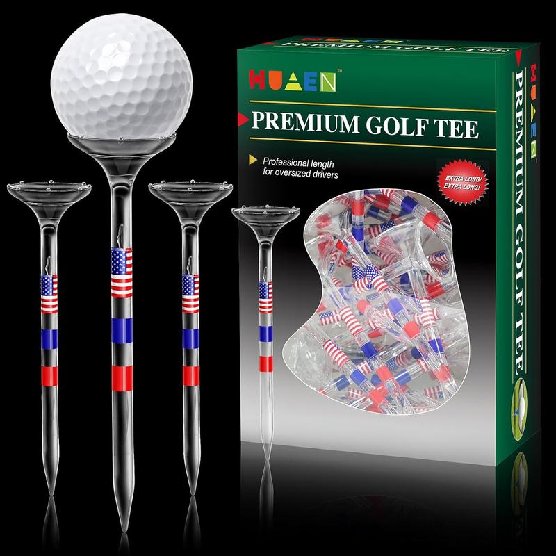 Golf Tees Unbreakable 50 Count, 3 1 4'' Acrylic Tees Reduce Side Spin & Friction, Long Golf Tees with Big Cup & 8 Prongs Golf Accessories for Men