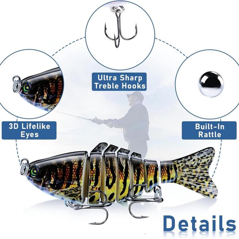 Artificial Fishing Lure, 3 5 Counts Multi Jointed Fish Fishing Lures, Slow Sinking Lifelike Swimbait, Freshwater and Saltwater Crankbaits for Bass Trout