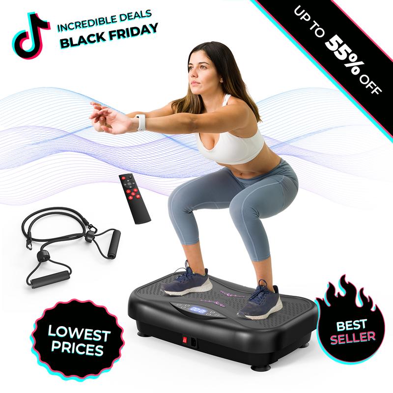 RELIFE REBUILD YOUR LIFE Vibration Plate Exercise Machine Lymphatic Drainage Fitness Vibrating Platform with Loop Bands for Whole Body Toning Workout