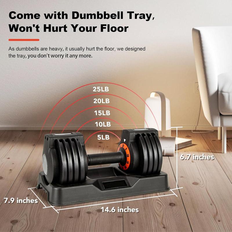 25 55 lbs Pair Dumbbells Set, Adjustable Weights Dumbbells Set for Men and Women with Anti-Slip Fast Adjust Weight by