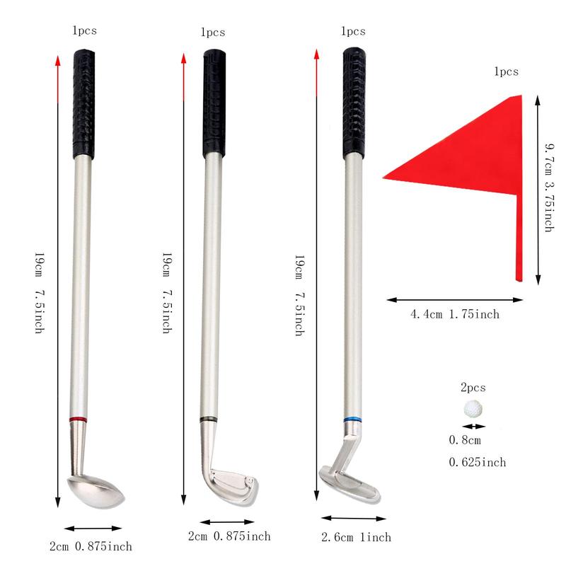 Mini Golf Pen Set, 1 Set Funny Imitation Golf Course Pen Box Gift Set with 3counts Golf Club Pens, Mini Golf Balls,golf Green Box and Flag, Golf Pen Gift Set for Adults Coworkers Men