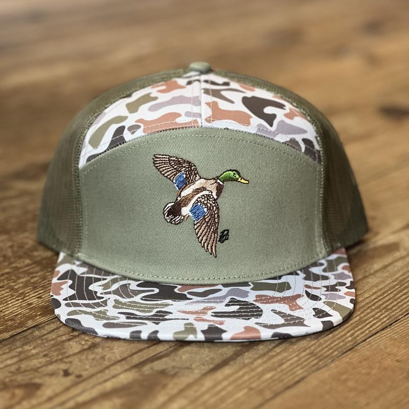 Flying Mallard Olive Dusted Camo 7 Panel PGS Hat