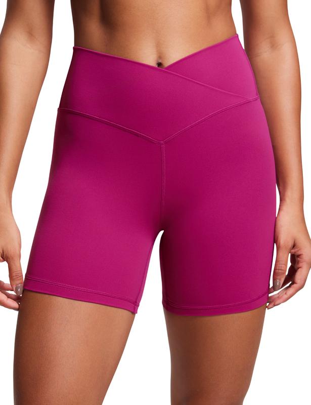 CRZ YOGA Womens Butterluxe Crossover Biker Shorts 5'' - Criss Cross High Waisted Workout Yoga Shorts Buttery Soft