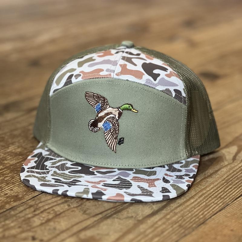 Flying Mallard Olive Dusted Camo 7 Panel PGS Hat