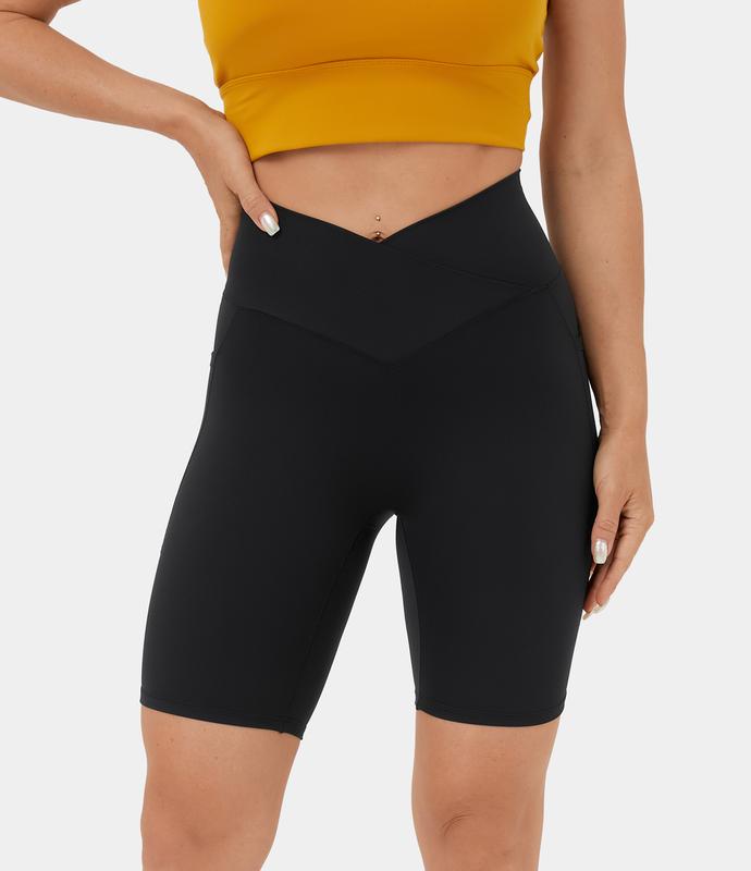 Halara Softlyzero️ High Waisted Crossover Side Pocket Yoga Biker Shorts 7