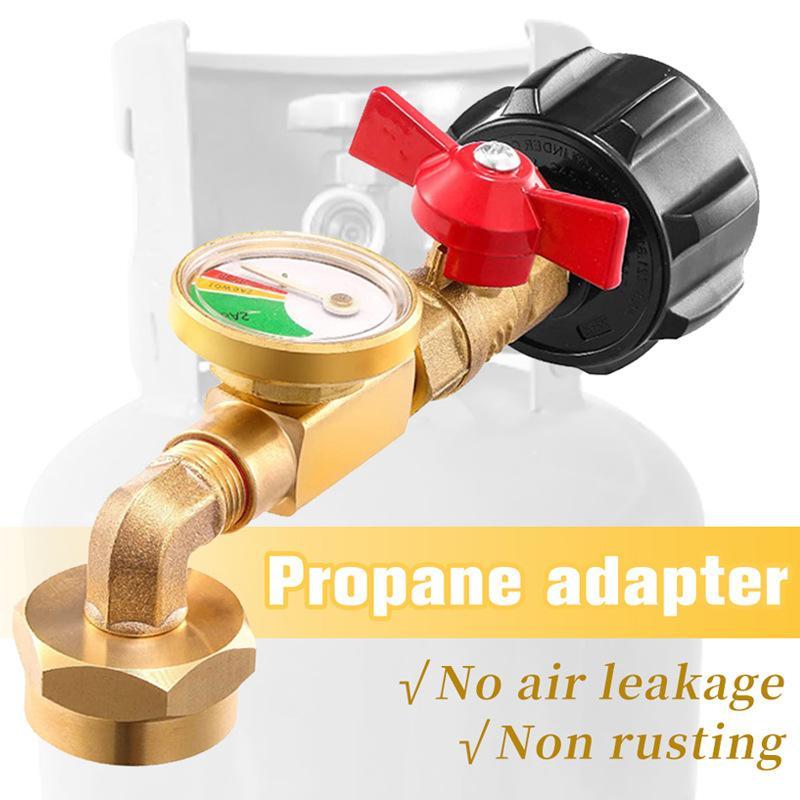 QCC1 Propane Bottle Filling Connector, Propane Refill Adapter with Valve & Gauge, Gas Cylinder Filling Connector with Glow in The Dark Meter