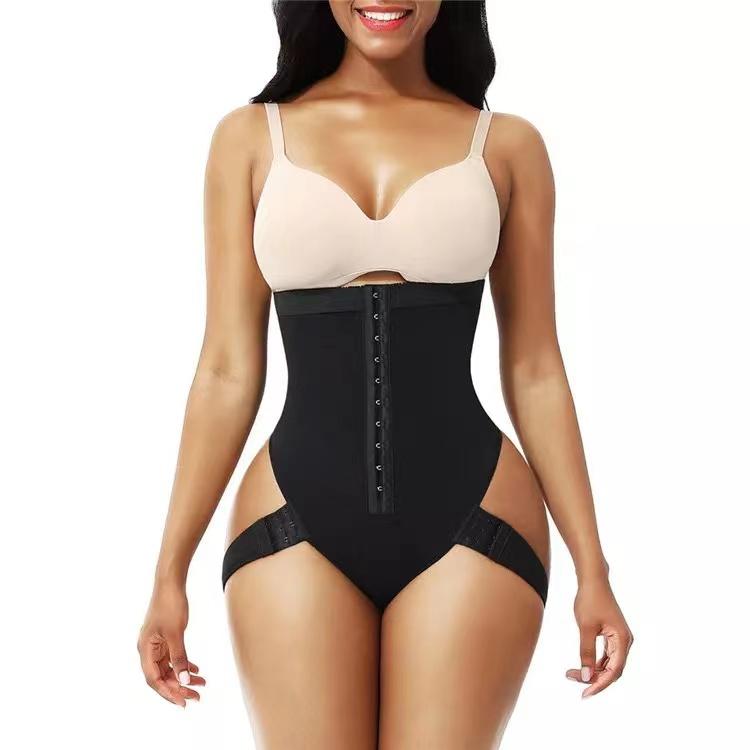 One-piece High Waisted Tummy Tucks Plus Size Shapewear Pants Buckle Waist Trimming Exercise Set