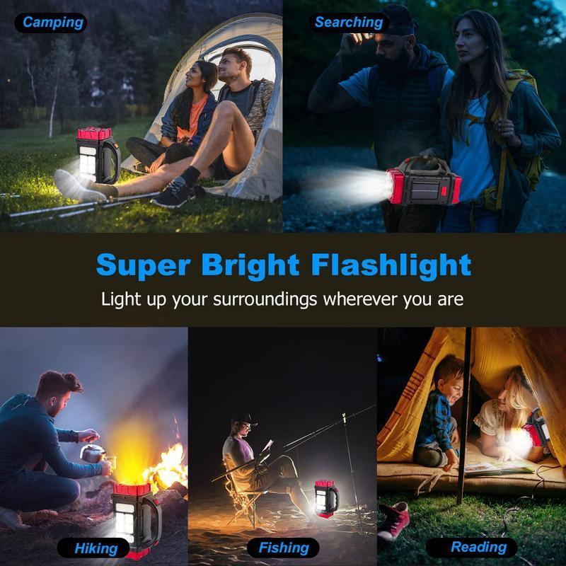 Portable Solar USB LED Light, 1 Count Rechargeable Waterproof Flashlight, Multifunctional Outdoor Camping Lighting, Suitable for Camping, Hiking and Fishing