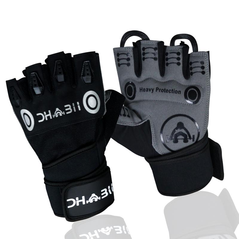 DHABII Weight Lifting Workout Gloves with Built-in Wrist Wraps, Great for Gym Fitness, Cross Training, Hand Support & Weightlifting. wrist straps