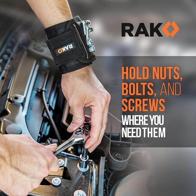 RAK Magnetic Wristband for Holding Screws, Nails and Drill Bits for Men - Made from Premium Ballistic Nylon with Lightweight Powerful Magnets for Dad, Husband, Grandpa, Handyman