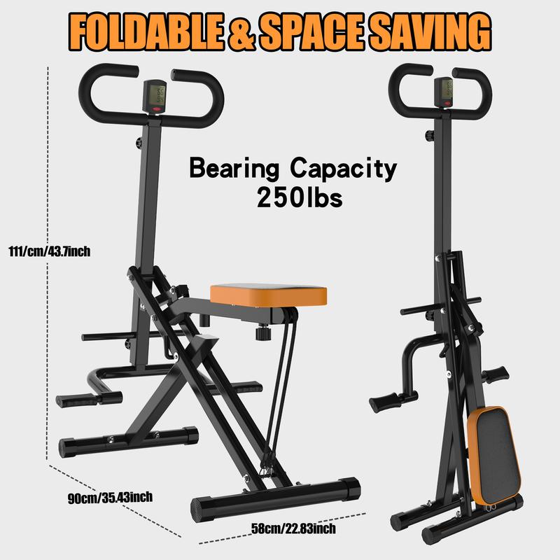 Squat Workout Machine for Home,Rodeo Core Exercise Machine,330LBS Foldable, Adjustable 4 Resistance Bands,Ride & Rowing Machine for Botty Glutes Butt Thighs,Ab Back Leg Press Hip Thrust