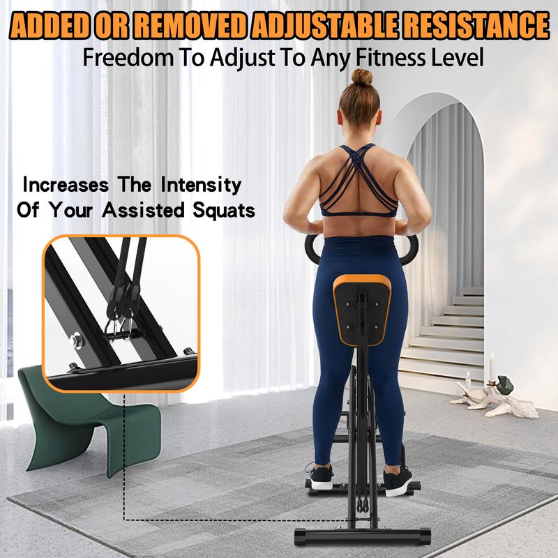 Squat Workout Machine for Home,Rodeo Core Exercise Machine,330LBS Foldable, Adjustable 4 Resistance Bands,Ride & Rowing Machine for Botty Glutes Butt Thighs,Ab Back Leg Press Hip Thrust