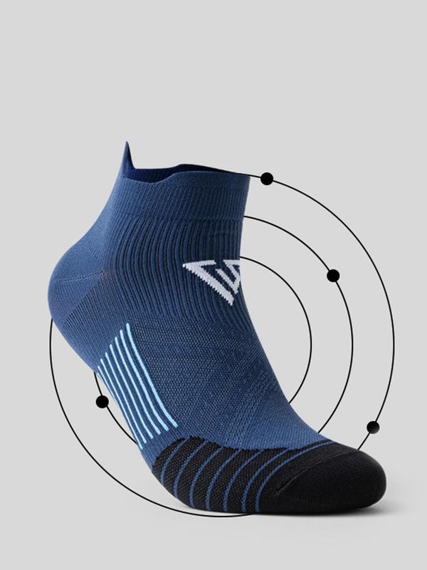 Men's Striped & Patchwork Print Athletic Ankle Socks, Breathable Comfortable Sports Socks for Running Jogging, Athletic Socks for Men