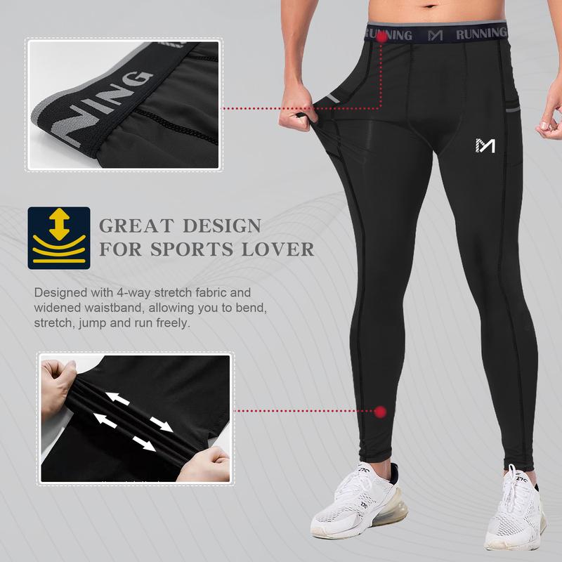 MEETWEE Mens Compression Pants,Workout Leggings for Men,Cool Dry 3 4 One Leg Basketball Compression Tights activewear spandex