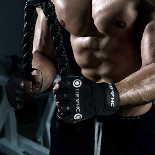 DHABII Weight Lifting Workout Gloves with Built-in Wrist Wraps, Great for Gym Fitness, Cross Training, Hand Support & Weightlifting. wrist straps