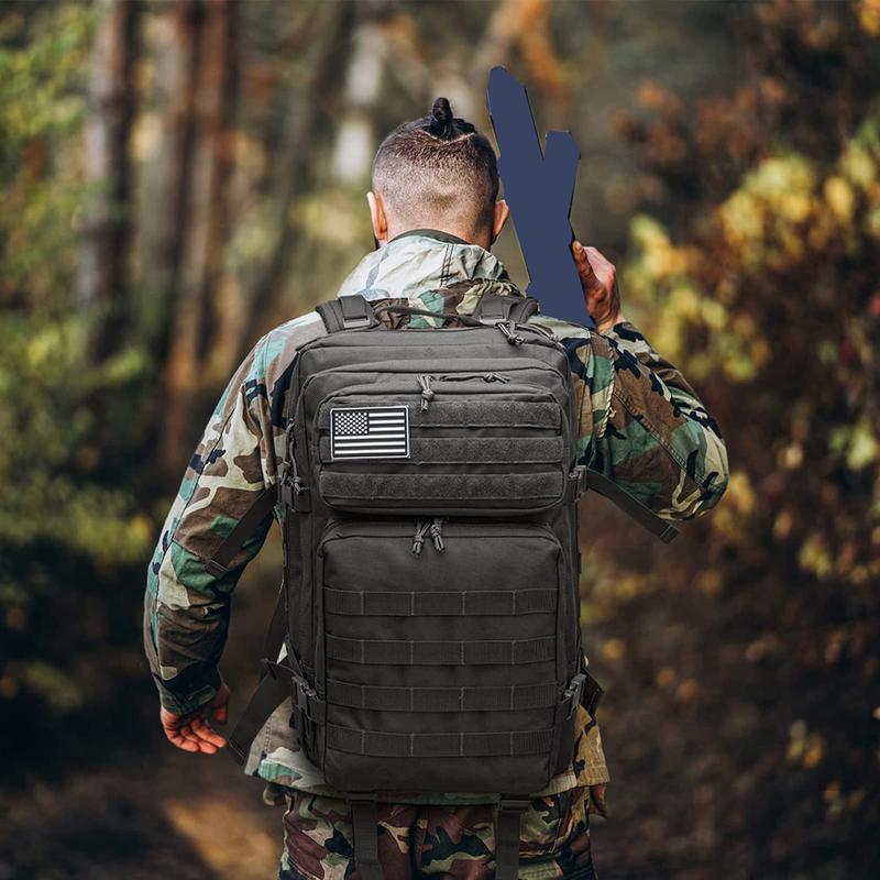 40L Military Tactical Backpack 3 Day Assault Survival Molle Bag Shelter Bag Fishing Backpack Rucksack Camping Backpack Wilderness Survival Backpack with American Flag Patch Wilderness