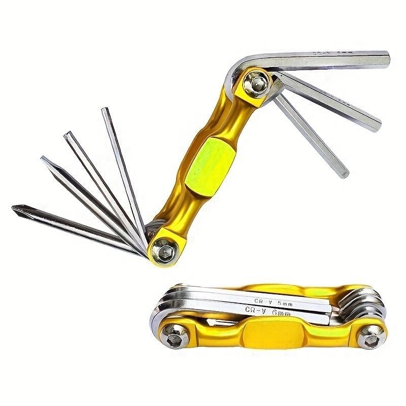 7 in 1 Multifunctional Bike Repair Tool, Bike Tire Repair Tool Kit, Portable Folding Combination Allen Wrench, Multifunctional Repair Tool Accessories Set for Road Mountain BMX Cycling