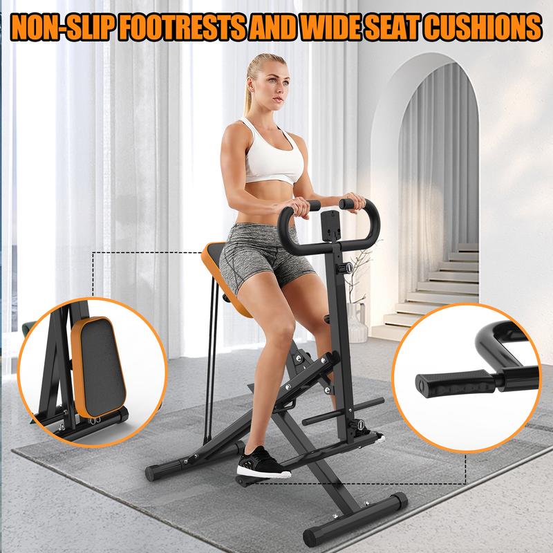 Squat Workout Machine for Home,Rodeo Core Exercise Machine,330LBS Foldable, Adjustable 4 Resistance Bands,Ride & Rowing Machine for Botty Glutes Butt Thighs,Ab Back Leg Press Hip Thrust