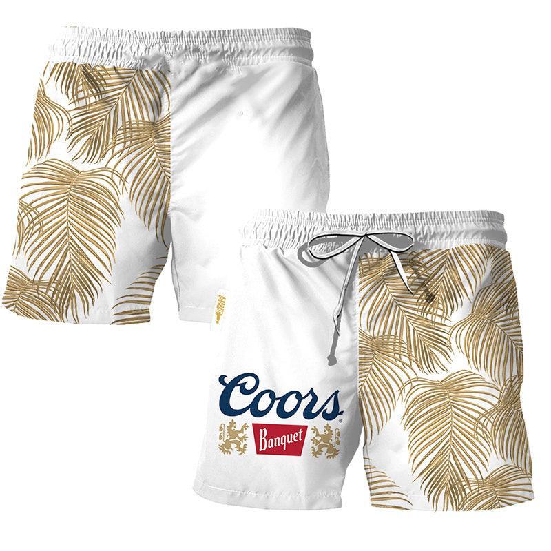 Coors Banquet Fern Swim Trunks, Hawaiian Shorts For Men Dad Friend, Aloha Shirt, Trendy Gift, Coors Men Underwear Beach Short