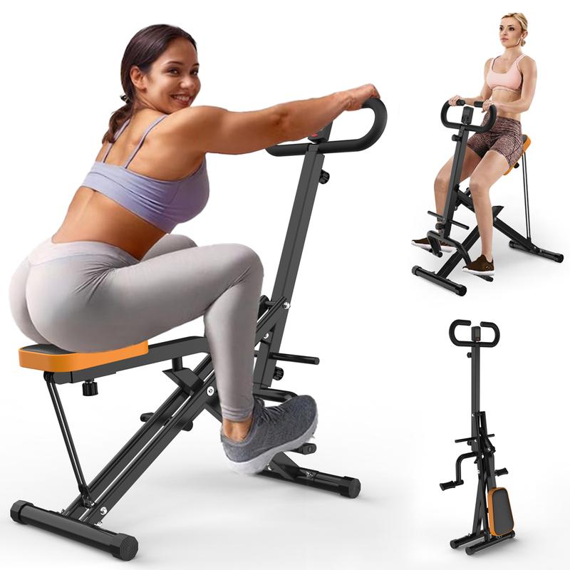 Squat Workout Machine for Home,Rodeo Core Exercise Machine,330LBS Foldable, Adjustable 4 Resistance Bands,Ride & Rowing Machine for Botty Glutes Butt Thighs,Ab Back Leg Press Hip Thrust