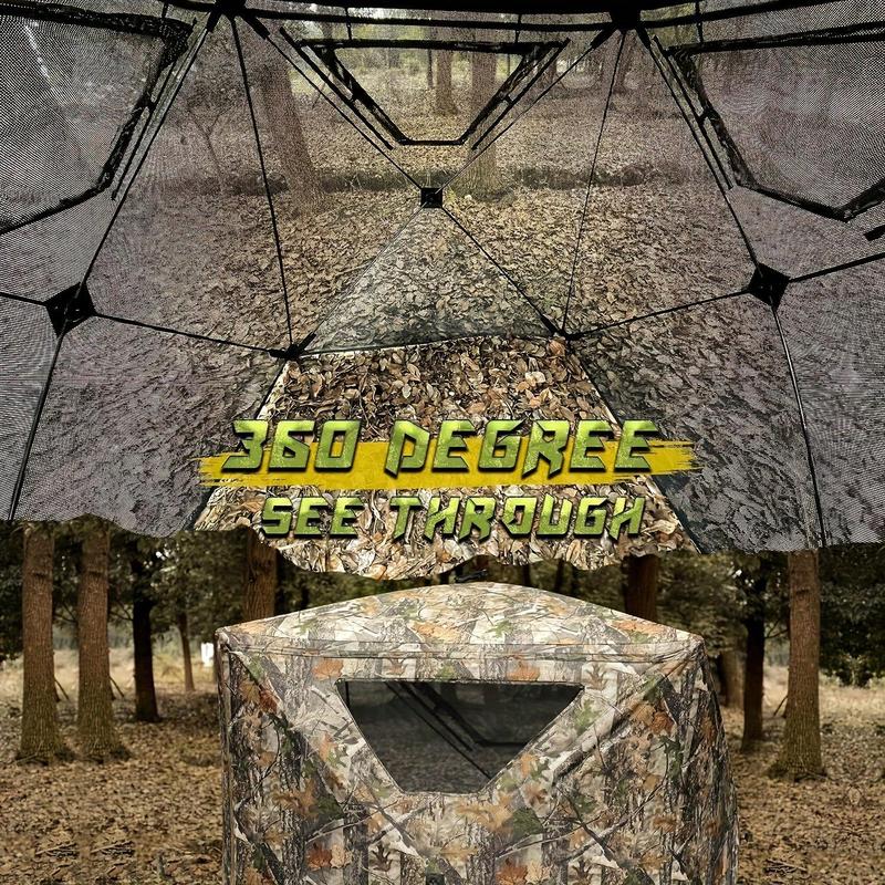 Hunting Blind, Ground Blinds For Deer Hunting 2-3 Person, 270 Degree See Through Pop Up Blind For Deer And Turkey Hunting