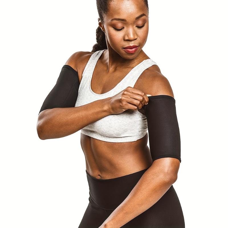  High-Performance Athletic Compression Arm Sleeves for Women (1 Pair) - Sweat Sauna Effect, 95% Polyester 5% Spandex, Knit Fabric, All-Season Arm Trimmers for Exercise & Fitness Training