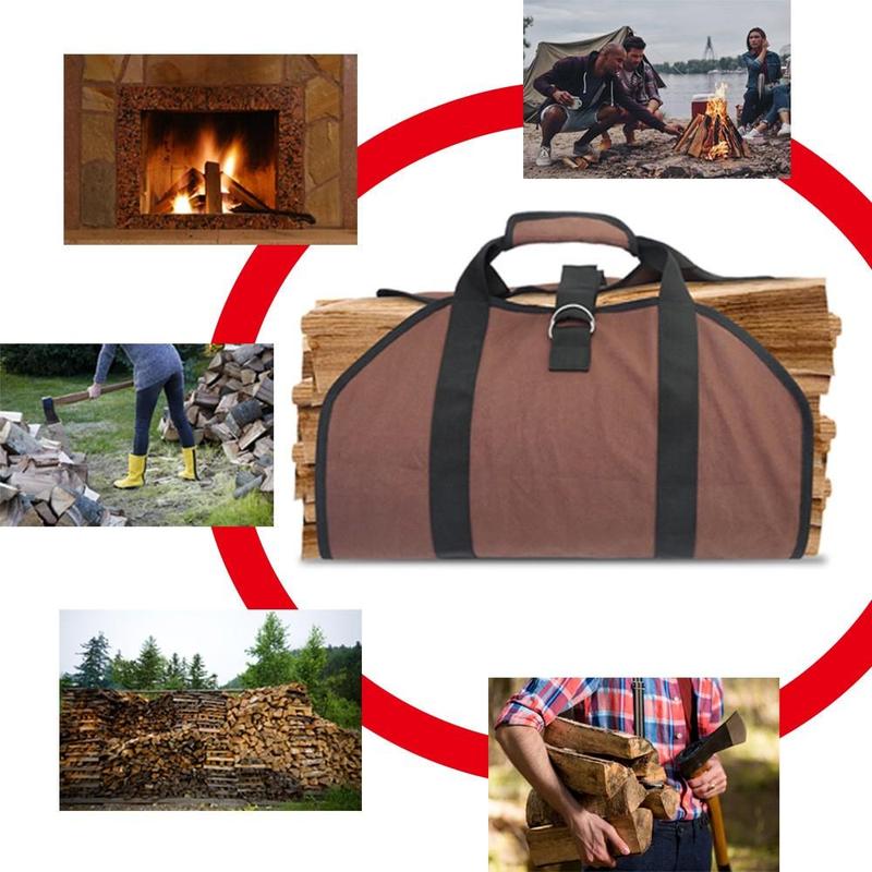 Outdoor Firewood Storage Bag, Portable Durable Oxford Cloth Firewood Carrier Bag, Multifunctional Firewood Storage Bag for Outdoor Camping Hiking