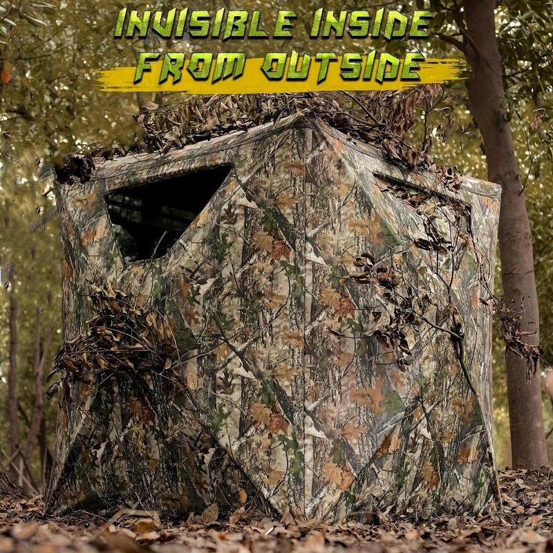 Hunting Blind, Ground Blinds For Deer Hunting 2-3 Person, 270 Degree See Through Pop Up Blind For Deer And Turkey Hunting