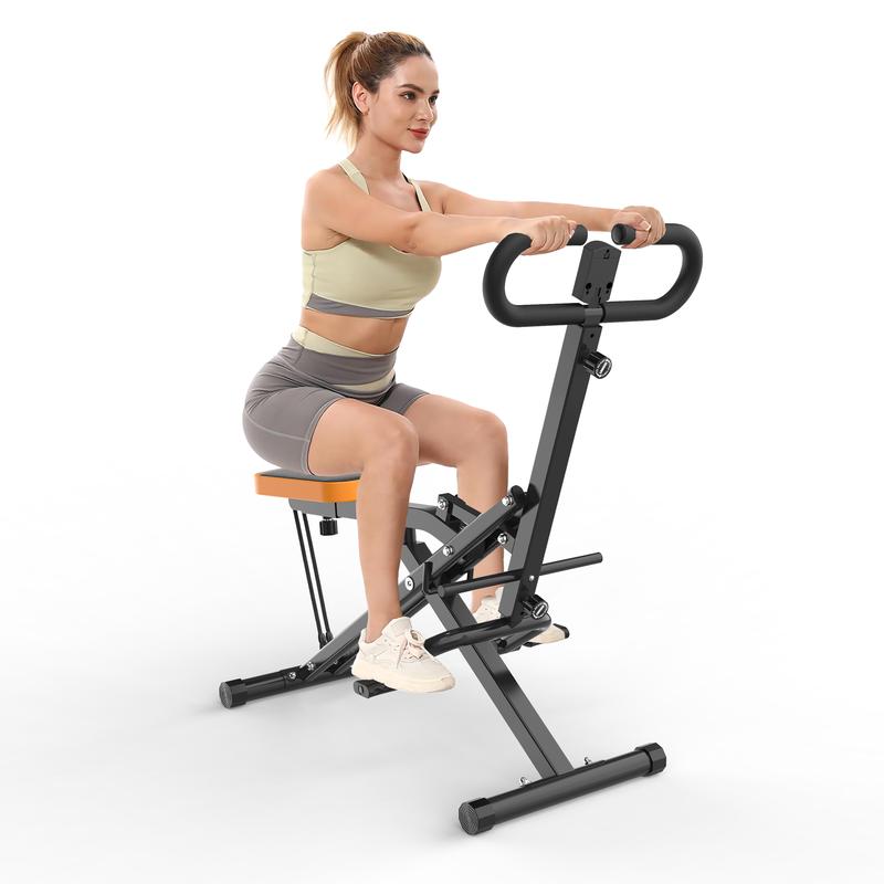 Squat Workout Machine for Home,Rodeo Core Exercise Machine,330LBS Foldable, Adjustable 4 Resistance Bands,Ride & Rowing Machine for Botty Glutes Butt Thighs,Ab Back Leg Press Hip Thrust