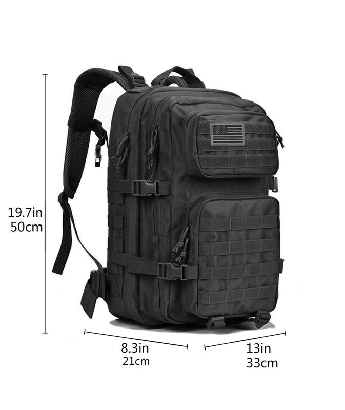 40L Military Tactical Backpack 3 Day Assault Survival Molle Bag Shelter Bag Fishing Backpack Rucksack Camping Backpack Wilderness Survival Backpack with American Flag Patch Wilderness