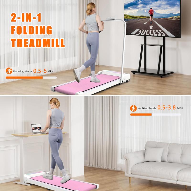 Foldable Treadmill, 300 lb Capacity Walking Pad 2.5HP Treadmill Under Desk, Portable Treadmill for Home and Office, Folding Treadmill 2 in 1 with Remote Control, LED Display