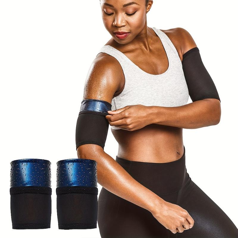  High-Performance Athletic Compression Arm Sleeves for Women (1 Pair) - Sweat Sauna Effect, 95% Polyester 5% Spandex, Knit Fabric, All-Season Arm Trimmers for Exercise & Fitness Training