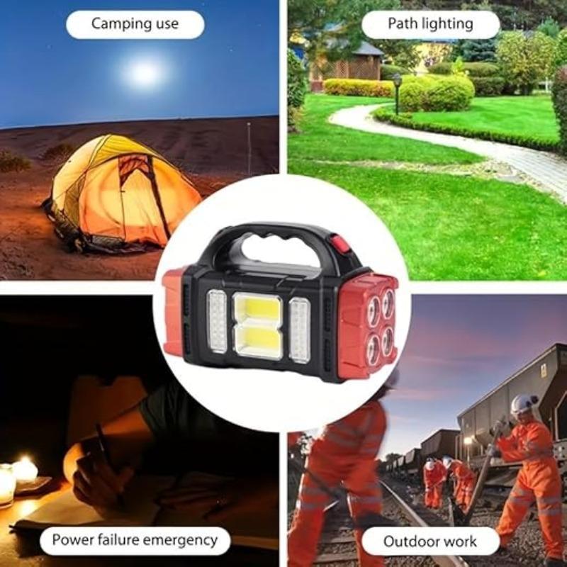 Portable Solar USB LED Light, 1 Count Rechargeable Waterproof Flashlight, Multifunctional Outdoor Camping Lighting, Suitable for Camping, Hiking and Fishing