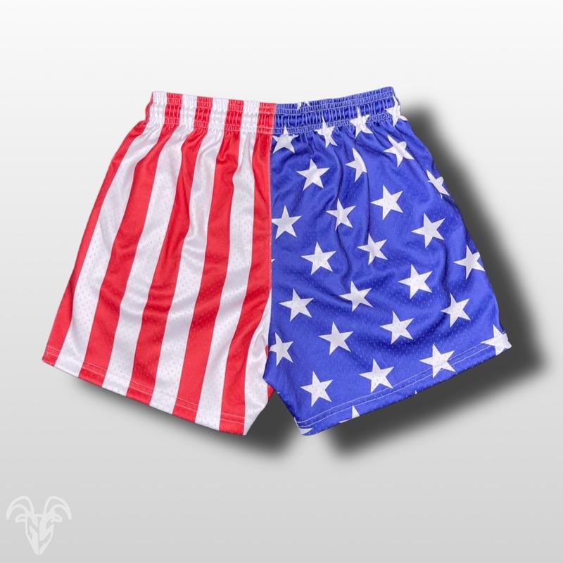 Men's Goat Strength Mesh Shorts   Men's Shorts 5 inch inseam American Flag Gym Shorts Breathable Elastic Workout shorts   USA Shorts