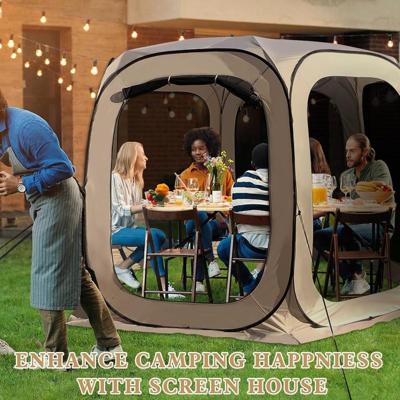 Screen House Tent Pop-Up for 2-10 People, Portable Screened Tent Camping Canopy with Vents Doors, Carry Bag, Instant Screen Camping Tent for Patio, Backyard, Party, Outdoor Activities