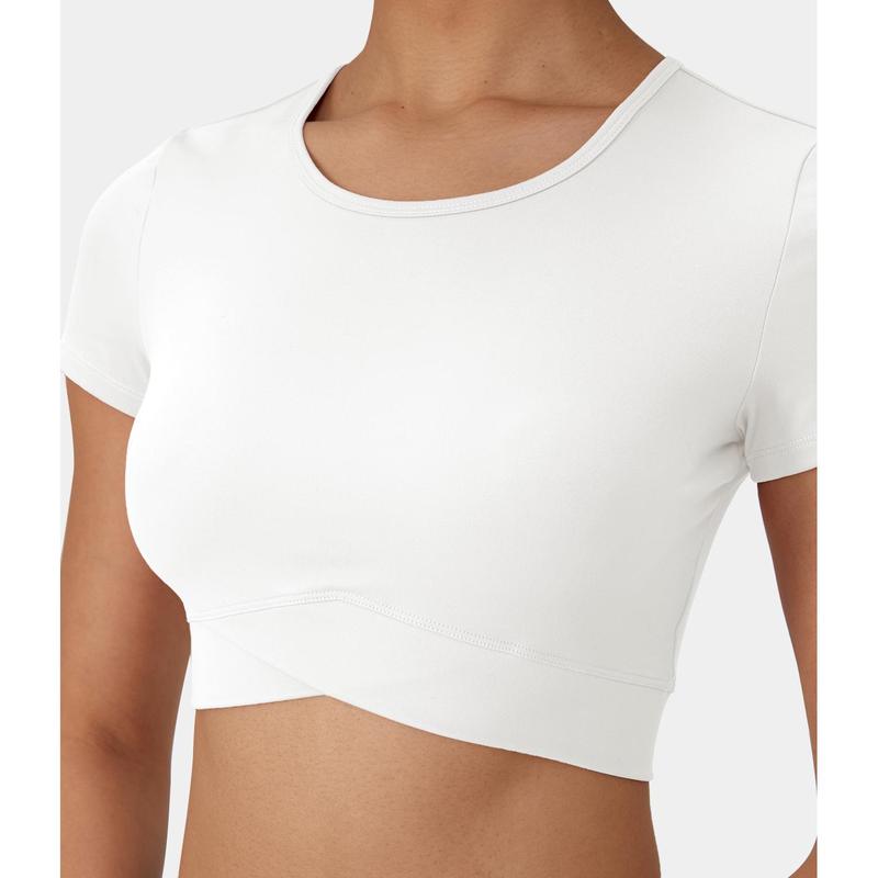 Halara Softlyzero️ Airy Crossover Hem Cropped Sports Top