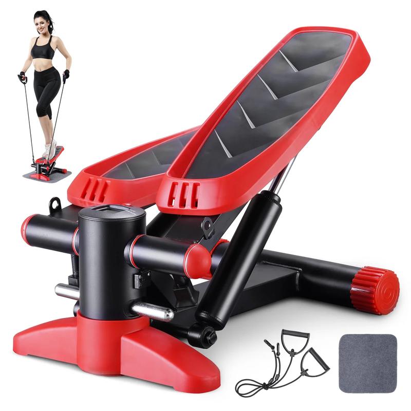 Compact Mini Stair Stepper with Resistance Bands - Supports 300 lbs, Boosts Cardio Fitness & Strength