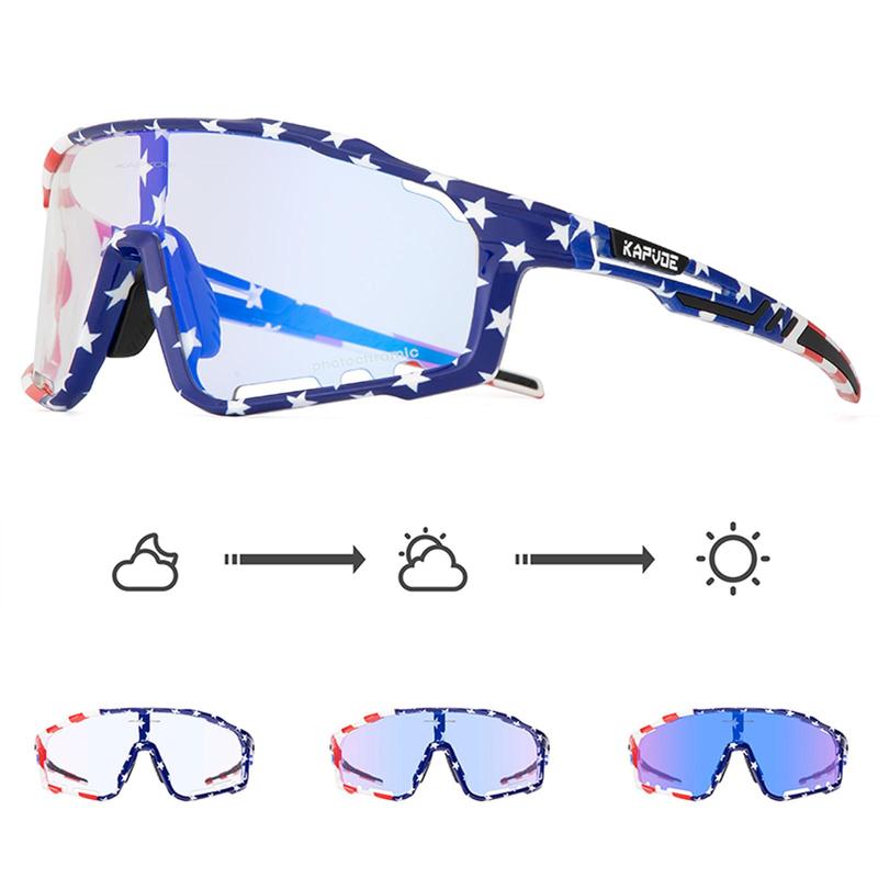 1 Pair Unisex Cycling Goggles, Photochromic Racing Glasses, Unisex Windproof Sports Sunglasses