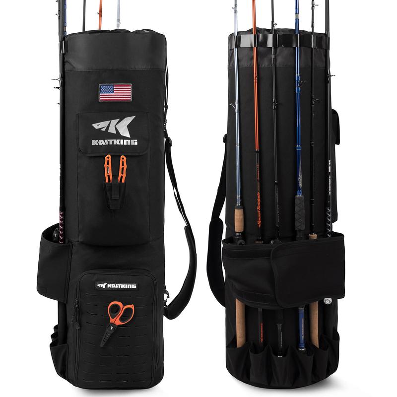 KastKing Karryall Fishing Rod Bag,81L Large Storage Water-resistant Rod Case Holds 6 Rods & Reels, Foldable Fishing Bag Accommodate Fishing Gear and Equipment, Fishing Gifts for Men