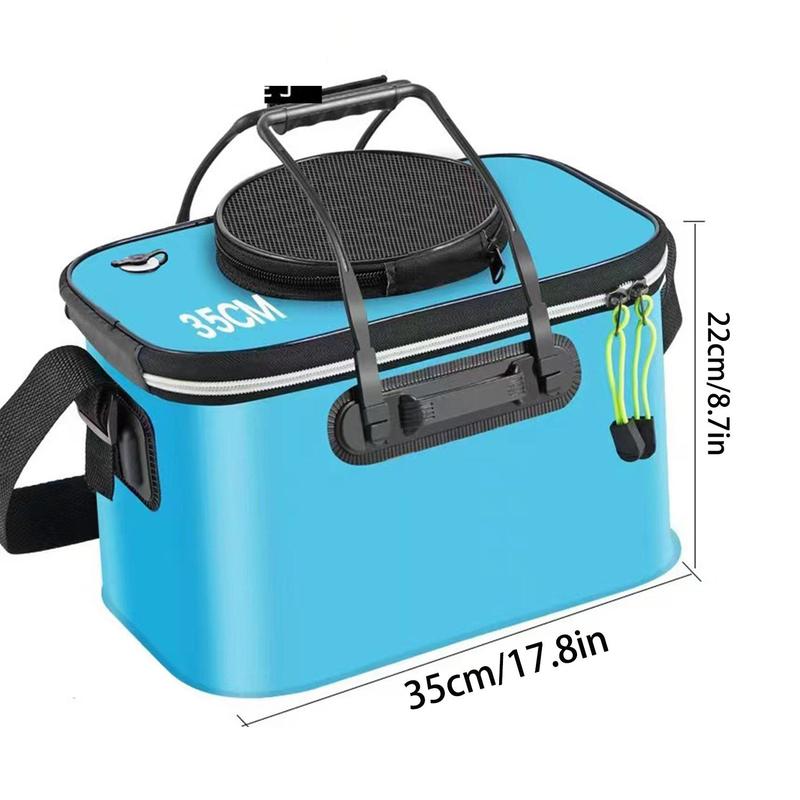 Foldable Fishing Bucket, Portable Large Capacity Fishing Box with Shoulder Strap, Outdoor Fishing Tool, Fishing Accessories