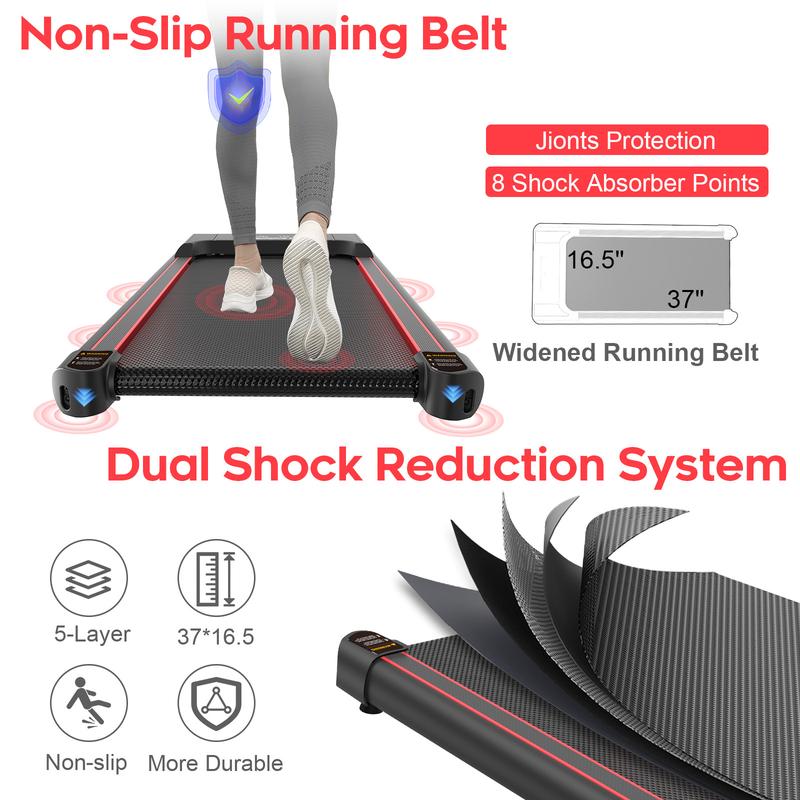 Walking Pad, Under Desk Treadmill with 6% Incline Walking Jogging Machine for Home and Office, 2 in 1 Desk Walking Treadmill with Incline