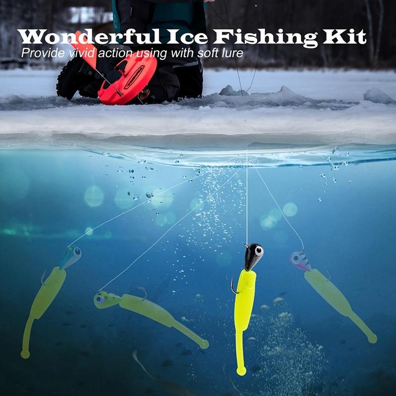 Ice Fishing Tungsten Jig Set, 1 Set Ice Fishing Lures for Panfish, Crappie, Bass, Bluegill, Outdoor Fishing Accessories