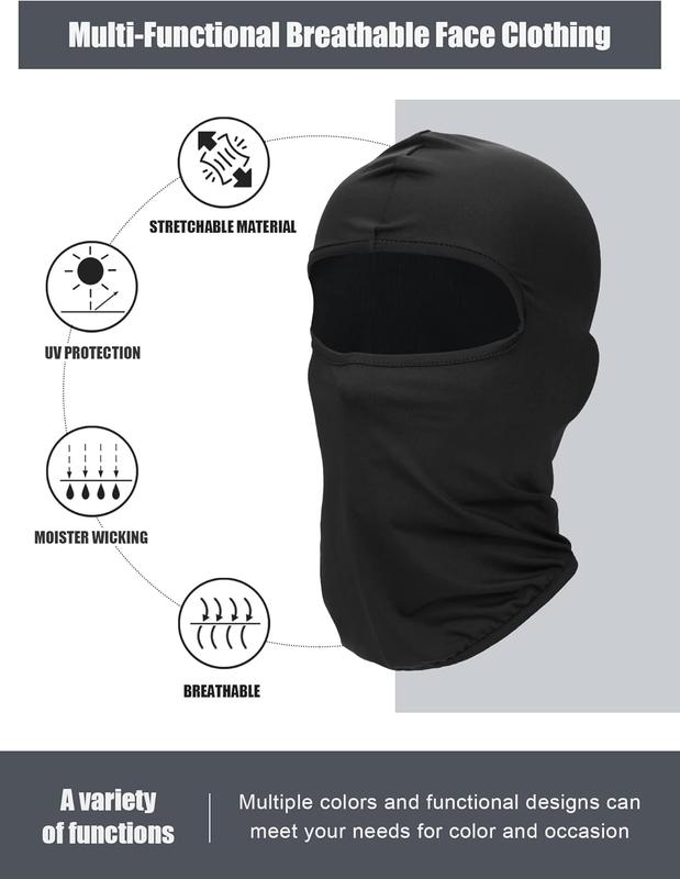 9 count Balaclava Full Face Mask UV Sun Protection Face Cover Summer Cooling Neck Gaiter Breathable Windproof Hood (Black, Gray, Navy Blue), One Size