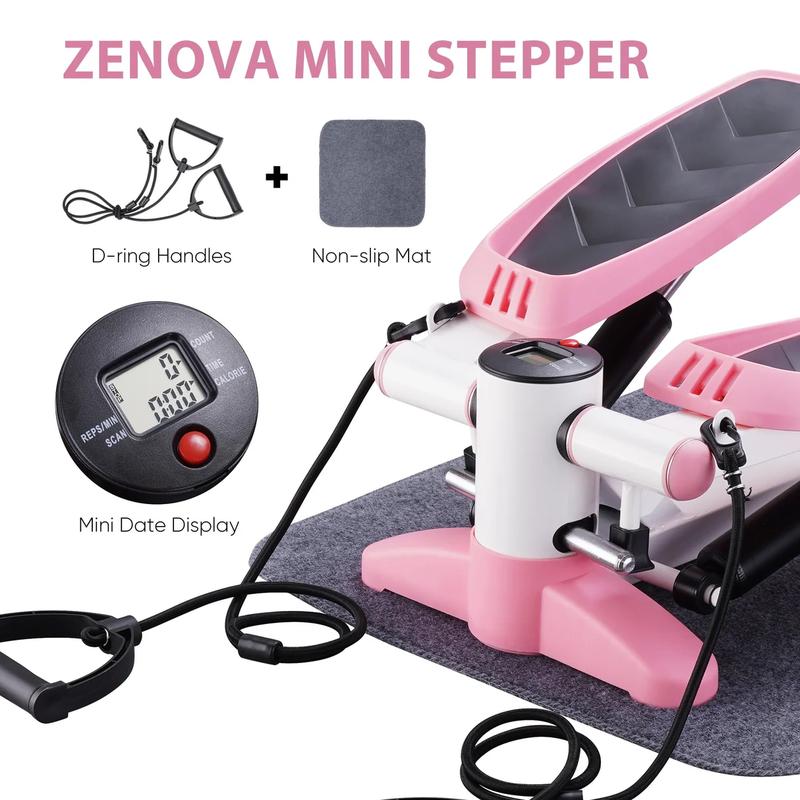 Compact Mini Stair Stepper with Resistance Bands - Supports 300 lbs, Boosts Cardio Fitness & Strength