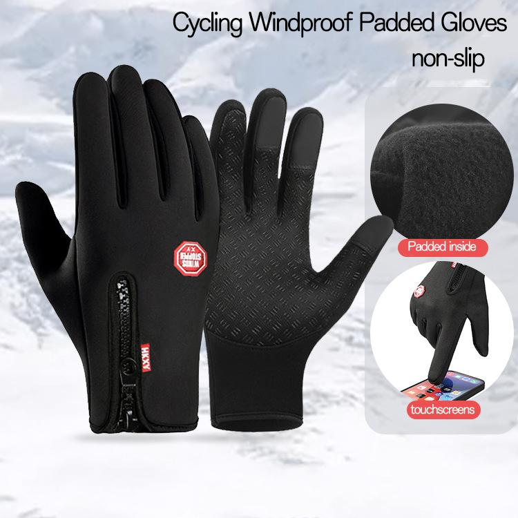 Winter essential Warm Gloves, 1 Pair Outdoor Cycling Gloves Warm Plush Lining for Sports, Fishing,Travel, Waterproof, Windproof and Non-slip Touch Screen Gloves