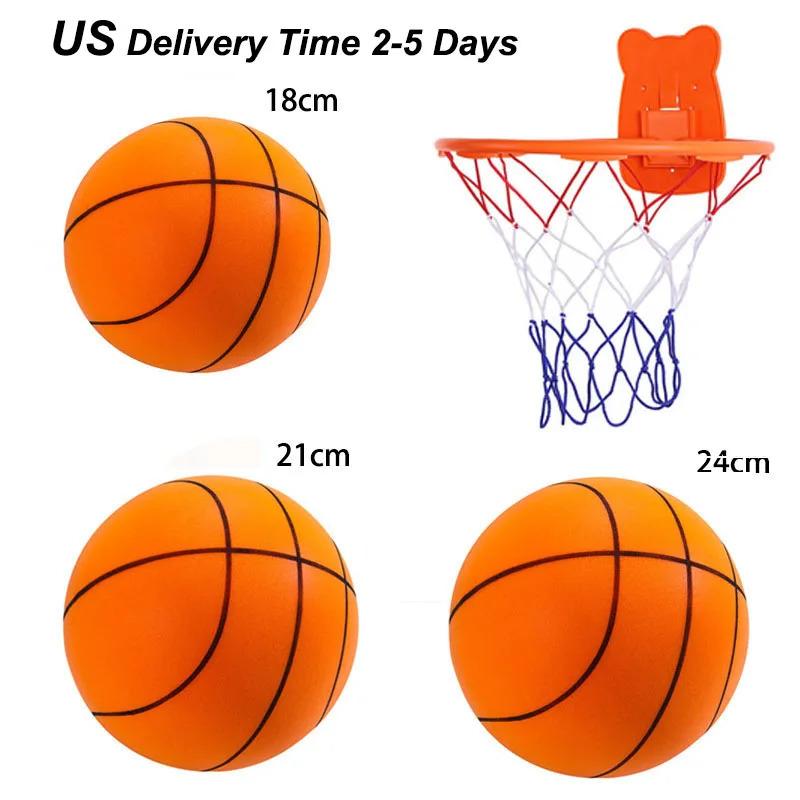 Silent Basketball Diameter 18 21 24 CM Indoor Mute Bouncing Basketball High Density Soft PU Foam Squeezable Ball Quiet No Noise