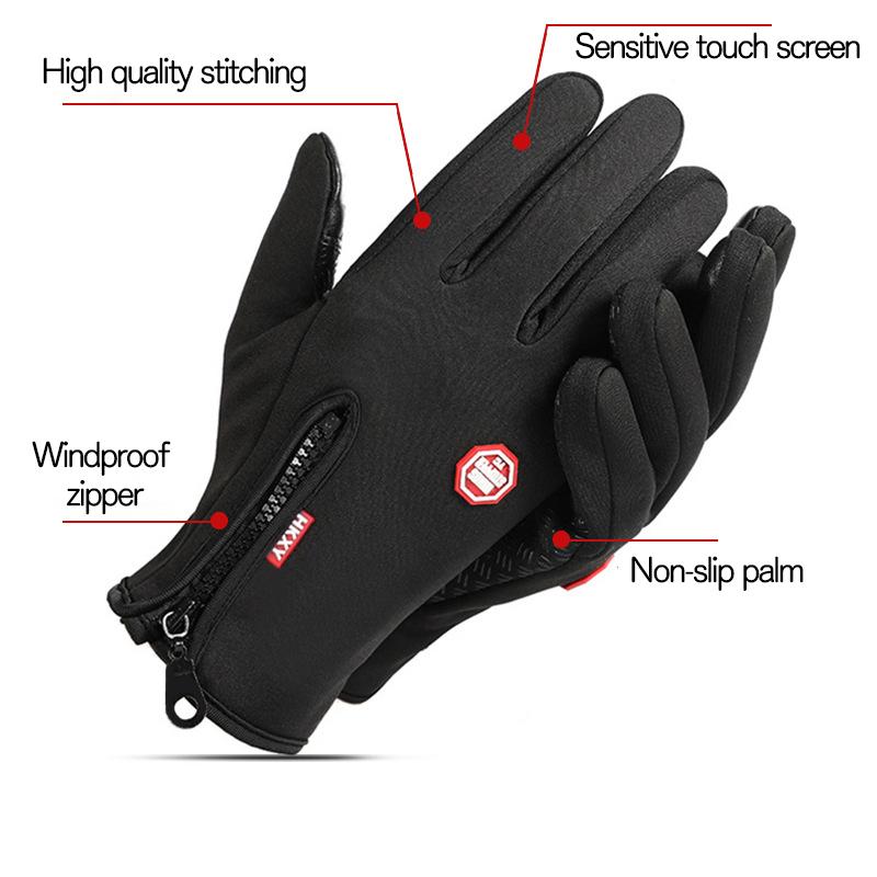 Winter essential Warm Gloves, 1 Pair Outdoor Cycling Gloves Warm Plush Lining for Sports, Fishing,Travel, Waterproof, Windproof and Non-slip Touch Screen Gloves